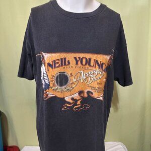 Vintage Neil Young 1999 Solo Acoustic Tour Winterland Men's Black T-Shirt Size L